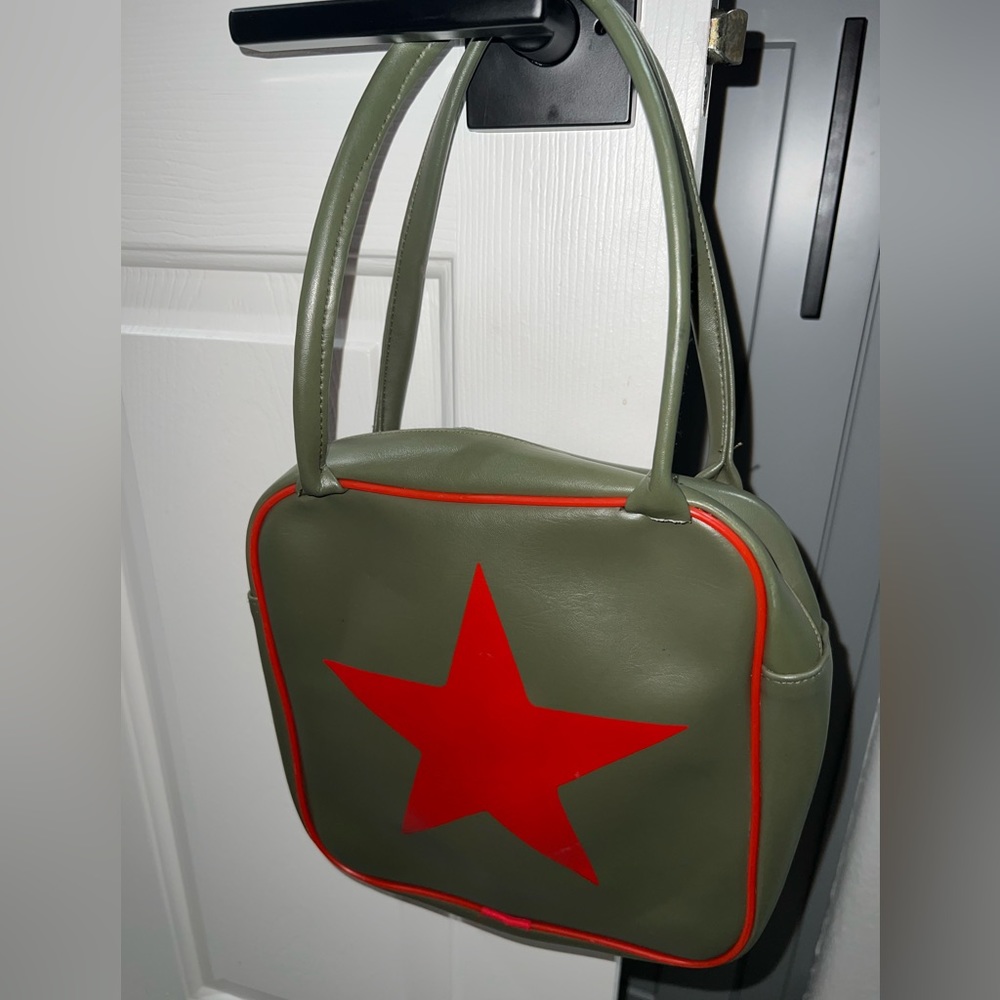 Olive green purse with red star